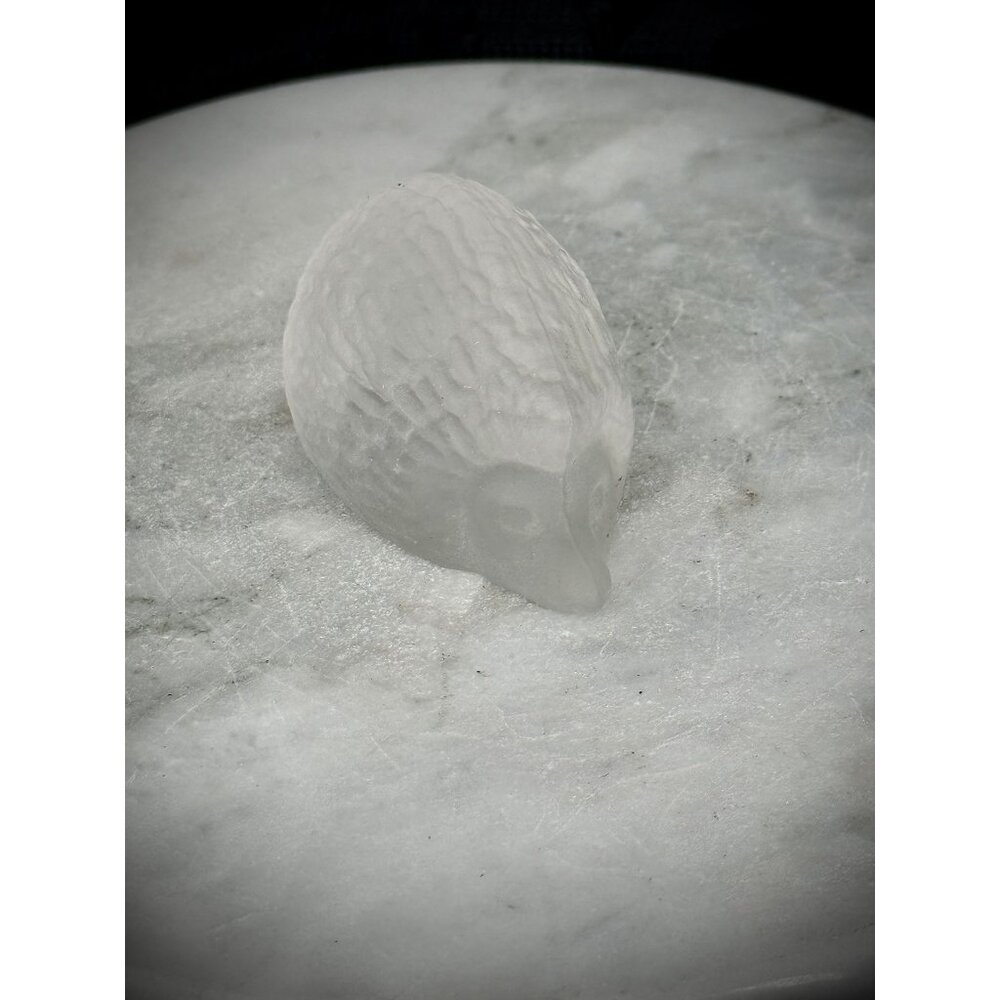 Small frosted glass hedgehog figurine or paperweight